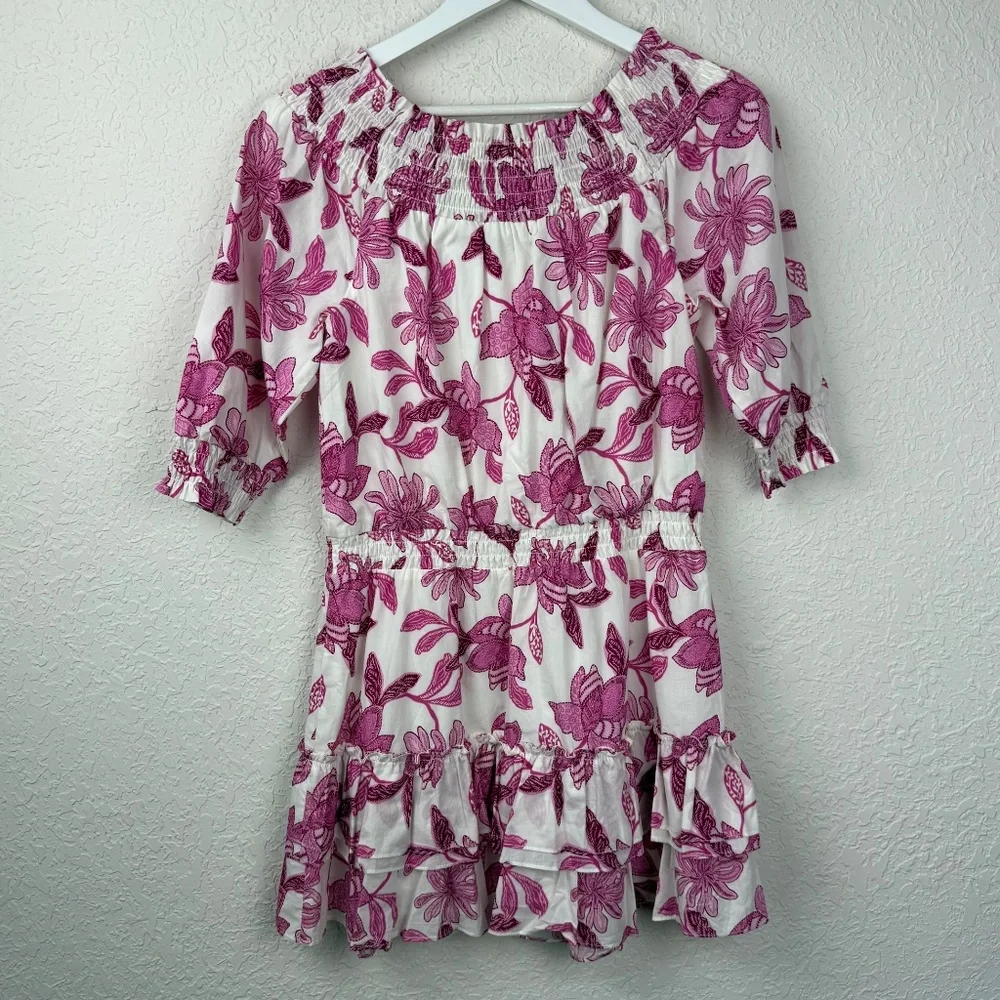 Generation Love Womens Fiona Floral Printed Pink Cotton Mini Dress Large - Picture 4 of 14